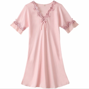 睡衣女裸感透气高档冰丝v领睡裙冰爽舒适性感迷人大码宽松居家
