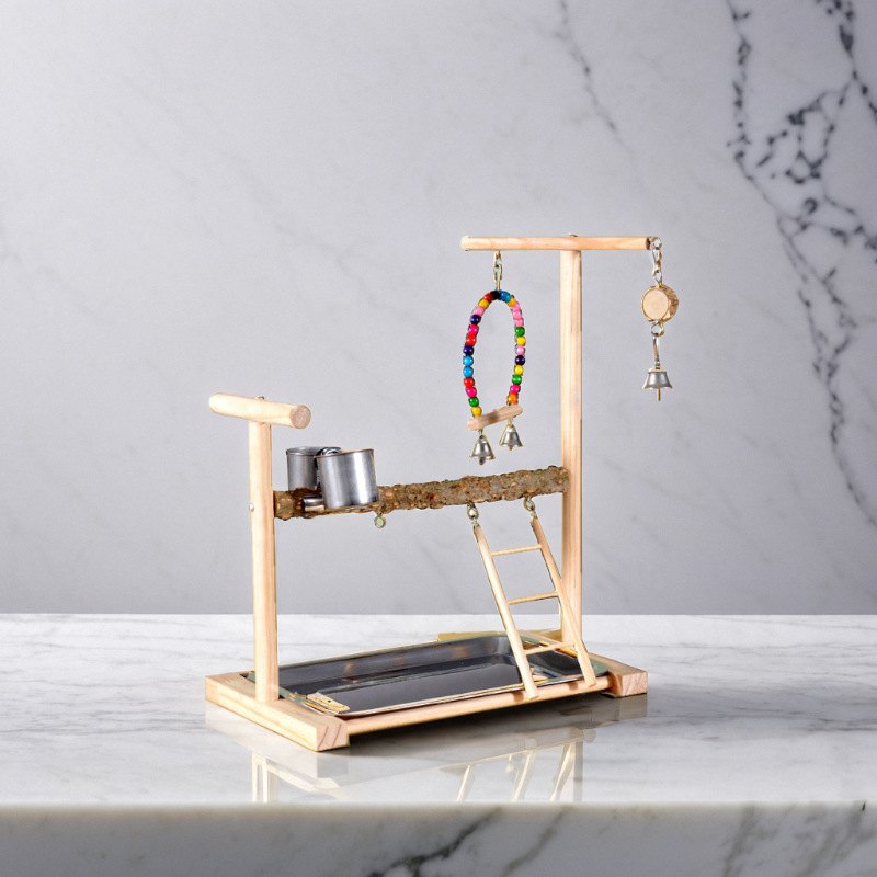 鹦鹉站杆玄风桌面落地磨爪站台花椒木树枝秋千站架鹦鹉玩具用品