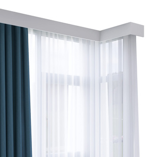 90度窗帘盒挡板轨道顶装飘窗L型U型窗直角阳台客厅单双轨窗帘轨道