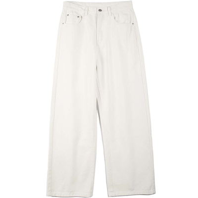 白色基础款阔腿牛仔裤