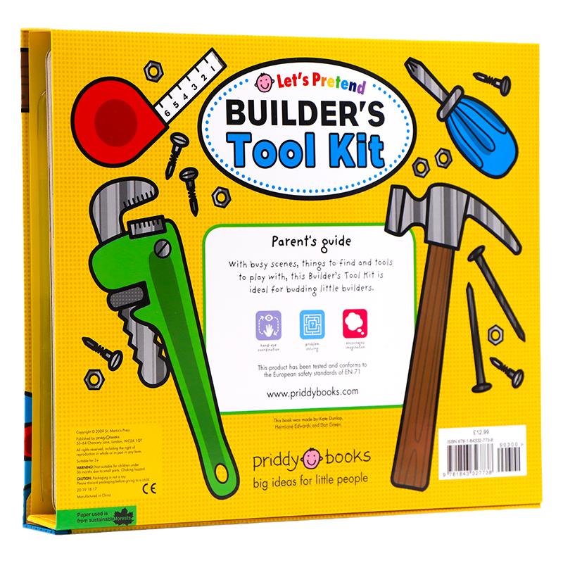 角色扮演系列 工人的工具箱Let's Pretend Builder’s Tool Kit 英文原版绘本 拼图游戏书 活动书硬页掀翻操作书 精美礼盒装纸板书