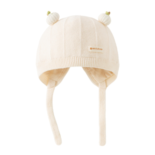 婴儿帽子秋冬季0到3月女新生小月龄男宝宝防风护耳帽婴幼儿针织帽