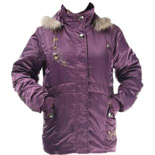 清仓中老年女款绣花羽绒服妈妈冬装羽绒服外套广场舞冬季队服带帽