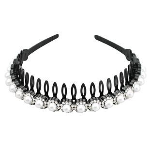 珍珠水钻发箍2025年新款发夹头箍韩国女带齿防滑发卡带钻洗脸头饰