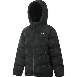 李宁童装短款羽绒服男大童新款篮球系列连帽宽松外套冬季鸭绒童装