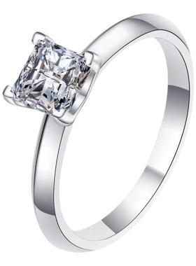 D色莫桑石单钻公主方戒指