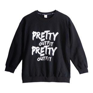 奈可鸭胖女童黑色圆领字母卫衣中大童宽松休闲风百搭上衣纯棉春秋