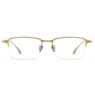 纯钛150mm眼镜近视男款超轻金色日系大脸商务高级感半框眼睛框架