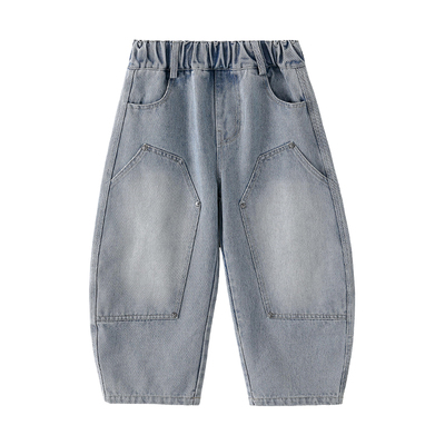 男童春装牛仔裤2026春季新款儿童弯刀裤男孩休闲长裤春秋宽松裤子