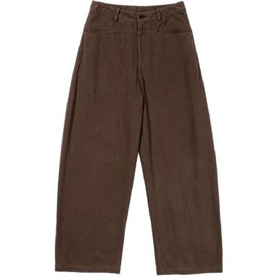 美式复古咖色弯刀裤女宽松牛仔裤