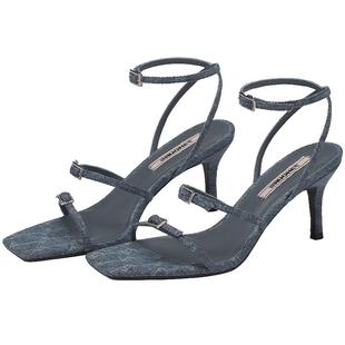 明星同款73hours女鞋超模日记夏季新款法式仙女细带细高跟凉鞋女