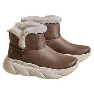 斯凯奇麻薯靴冬季女款加绒保暖雪地靴厚底增高中筒冬靴棉鞋防寒靴