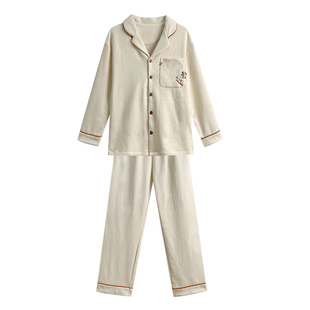 文森熊猫雪花绒秋冬家居服睡衣情侣款可外穿加绒加厚法兰绒套装