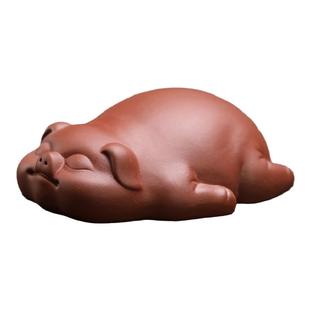 隐茶缘紫砂迷你小猪茶宠摆件小号茶道摆设茶玩猪八戒手工把玩茶具