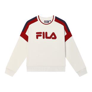 FILA 斐乐官方女子套头卫衣2024冬季新款时尚休闲拼色针织上衣