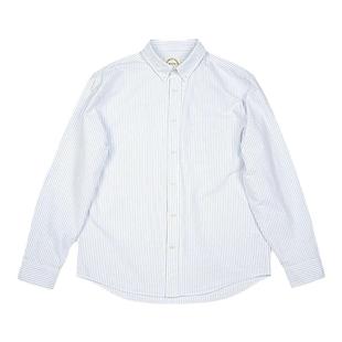 小溪自制日系复古春秋纯棉牛津纺竖条纹长袖衬衫男宽松版男士上衣