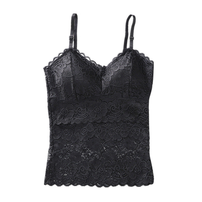 V领蕾丝带胸垫吊带背心打底衫