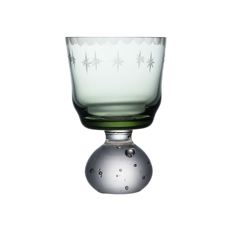 {星河夜幕 手工磨刻的小星星}中古vintage日式玻璃杯酒杯清酒小杯