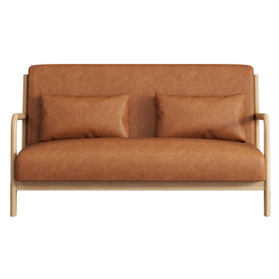 北欧实木小户型沙发单人两人位卧室小型二人阅读民宿主卧猫爪皮