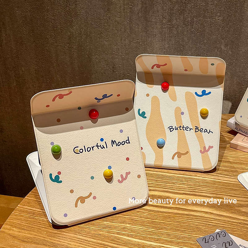 镜子学生宿舍桌面台式可立办公室小便携家用女高清折叠化妆镜旅行