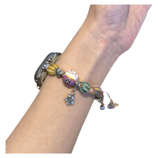 【陶瓷招财猫】适用applewatchS11新中式编绳表带iwatchS10/9新国风串珠表带苹果手表SE/8/7/6/5代可调节手链