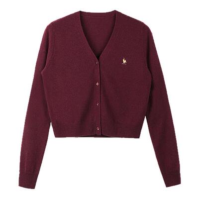 【明星同款】DRAGON FACE V领羊绒开衫 100%山羊绒羊绒衫红品