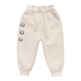 女童加绒裤子秋冬款宝宝一体绒休闲裤儿童冬季厚绒保暖加厚运动裤