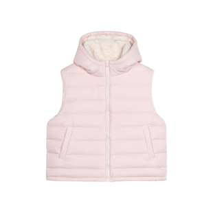 yawhat云朵泡芙浅色排骨90白鸭绒羽绒服两面穿仿貂毛皮草马甲背心