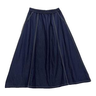 气质薄牛仔裙~复古明线装饰半身裙ENEY夏季新款插兜伞裙显瘦宽松