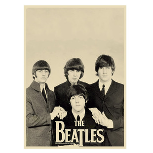 甲壳虫乐队牛皮纸海报 披头士怀旧装饰画 摇滚复古画报 寝室贴画