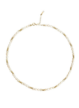 飞鸟屿城天然珍珠美国包金项链