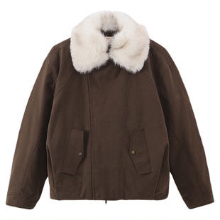 Jicouture 环保皮草毛领派克羽绒夹克女秋冬翻领保暖高智巴恩外套