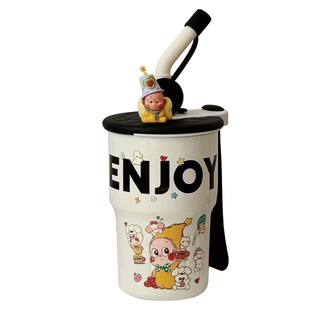 可爱吸管保温杯卡通星星人女生高颜值便携咖啡杯送人节日礼品水杯