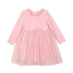 小O宝童装 宝宝木耳边网纱公主裙女2026春装新款女童蓬蓬连衣裙