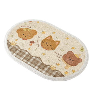 美拉德卡通 田园碎花卫生间半圆地毯垫浴室门口防滑垫吸水脚垫子