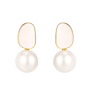 2025年新款夸张大气珍珠耳环女高级感小众复古气质耳钉耳夹无耳洞
