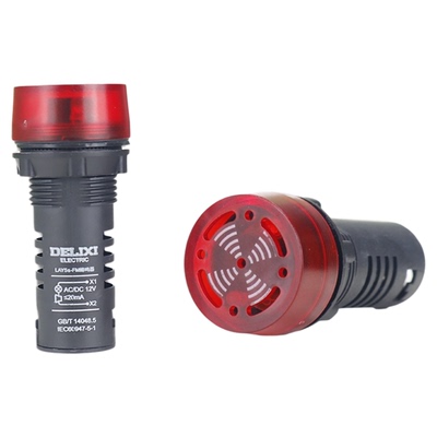 德力西蜂鸣器LAY5s-FM红色报警器380V断续闪烁式220声光警示灯24V