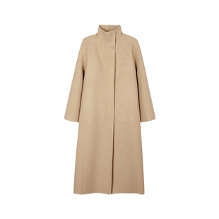 LESS冬季一粒扣毛呢大衣女立领A型廓形绵羊毛呢子外套2OA813100