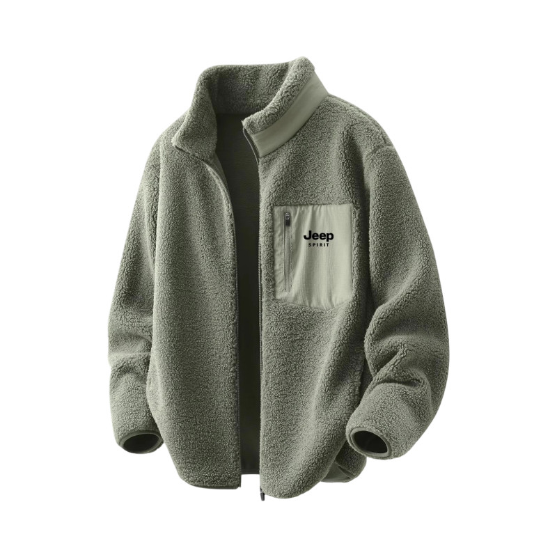 JEEP吉普羊羔绒摇粒绒加厚立领夹克外套男秋冬宽松休闲防风棉服L