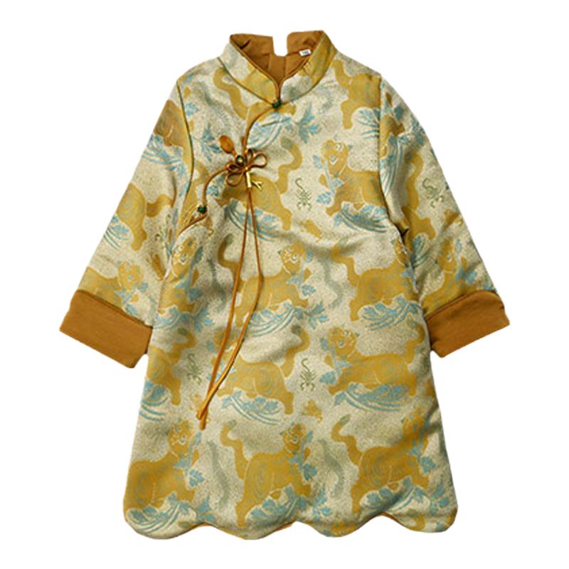 儿童小老虎拜年服新中式男童加棉马甲女童旗袍背心裙宝宝唐装外套
