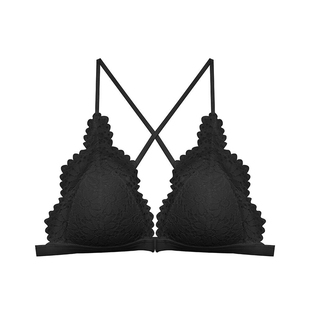法式bralette三角杯内衣女超薄款美背文胸可交叉蕾丝胸罩性感bra