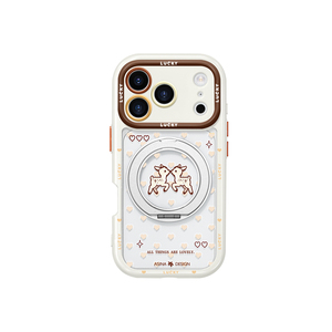 爱心小鹿适用iphone17手机壳卡通新款17Promax防摔磁吸13高级感16Pro透明带支架14/15潮牌简约挂链保护套Co4