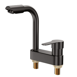 包安装洗脸盆双孔水龙头冷热混合阀浴室洗手盆洗漱台面盆家用全铜