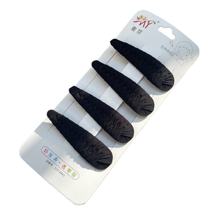 麦芽黑色褶皱布艺发夹水滴形BB加简约气质刘海夹碎发卡子头饰边夹