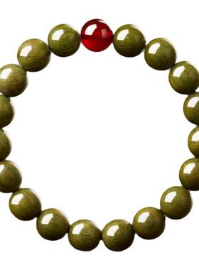 收藏级绿檀红玛瑙手串
