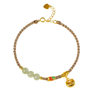 宫里上新转运珠手绳编织绳女生和田玉锦鲤手链高级生日礼物送妈妈