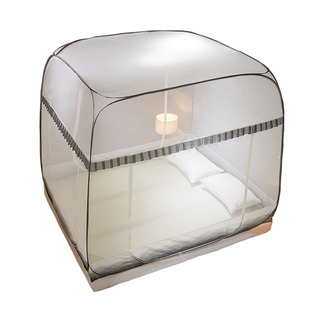 蒙古包蚊帐2024新款家用免安装蚊帐可折叠三开门加密加厚有底无底