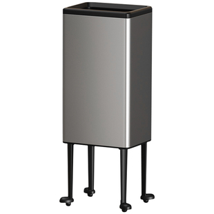 厨房高脚垃圾桶高个子免弯腰家用带轮可移动不锈钢大容量客厅高档