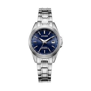 西铁城citizen光动能电波女表自动对时简约精致休闲表EC1180-81L