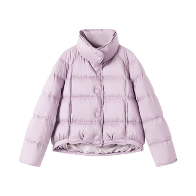 白色立领羽绒服女加厚面包服外套